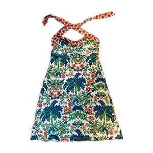 Tommy Bahama NWT Womens XS Swim Style Halter Floral Print Dress Blue Green